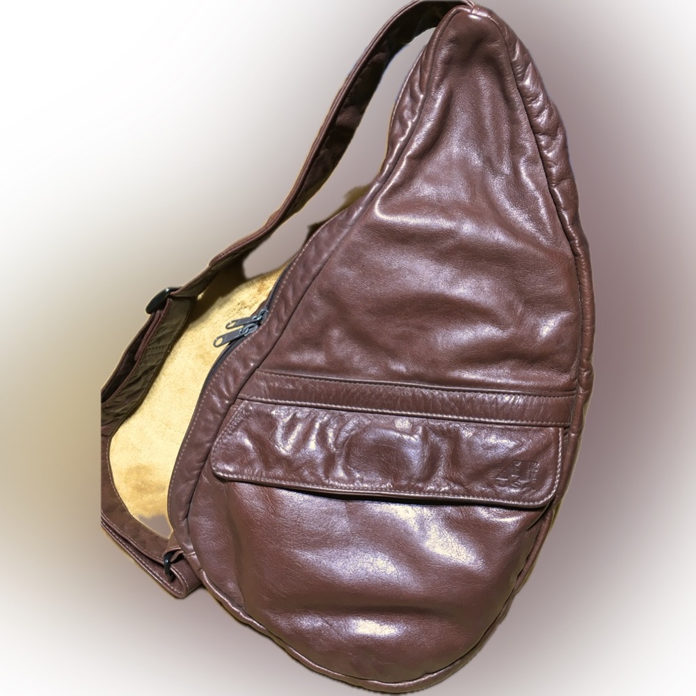 AmeriBag Healthy Back Leather Slingback Bag Cognac Brown